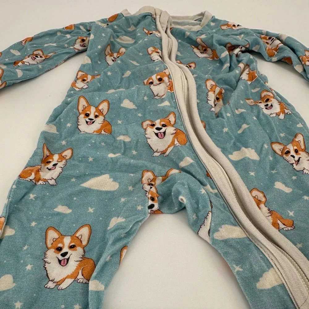Little One Shop Corgi 0-3 Month Zippered Footless Pajama Baby Unisex Neutral